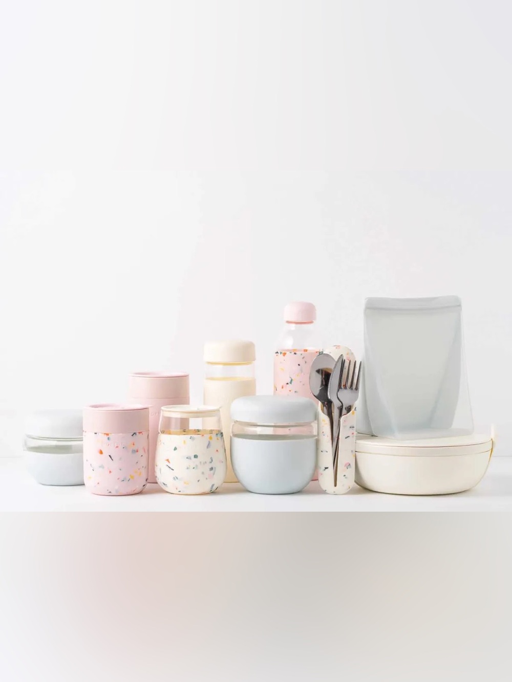 NWOT W&P Porter Cream Terrazzo Utensil & Insulated Bottle Set